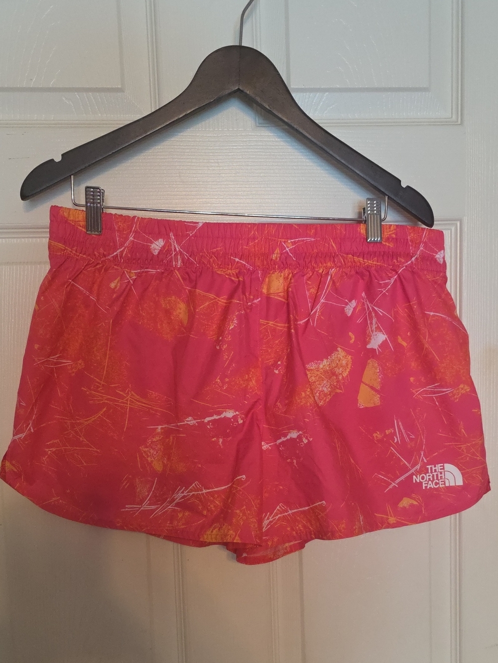 The North Face Pink Athletic Running Shorts with Orange Accents